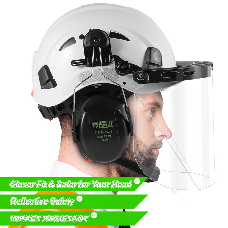 GREEN DEVIL Forestry Safety Helmet Chainsaw Helmet with Polycarbonate Full Clear Visor and Ear Muffs 3 in 1 Forestry Hard Hat - Image 5